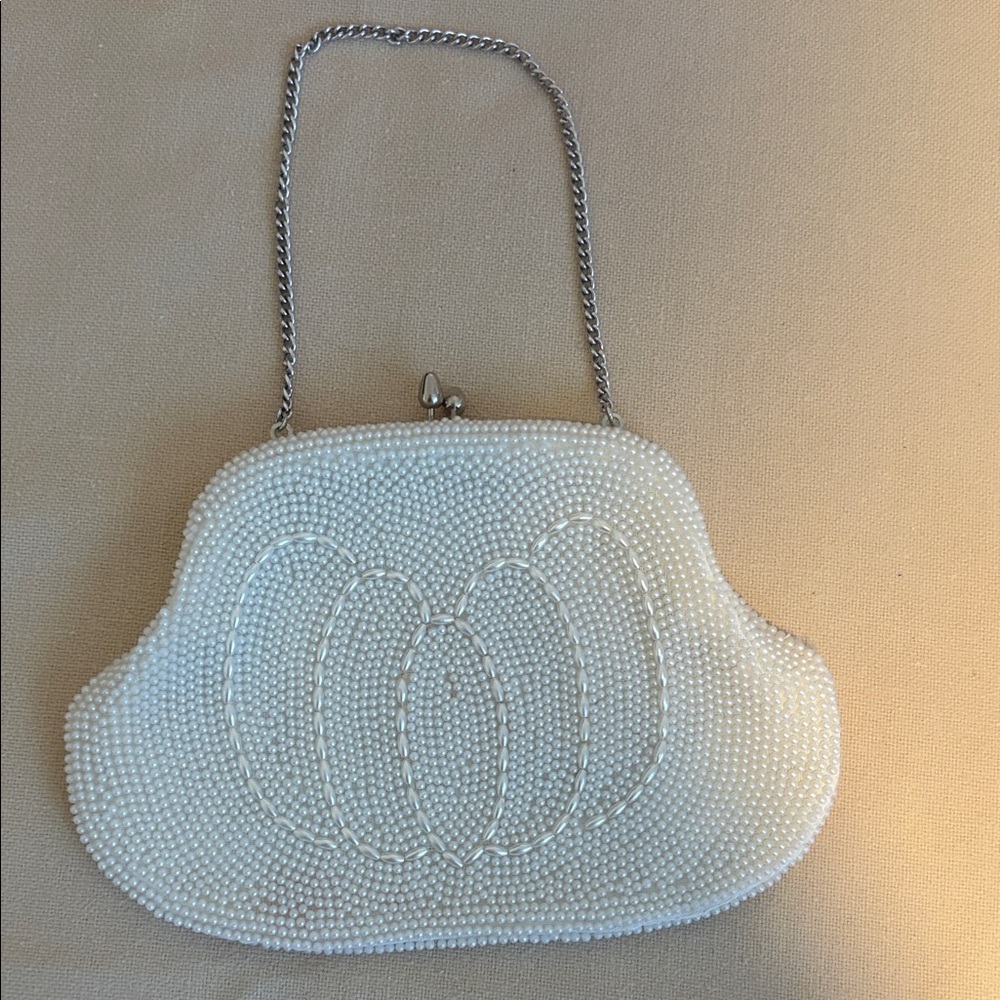 Vintage Beaded Evening Clutch with Chain Shoulder Strap
